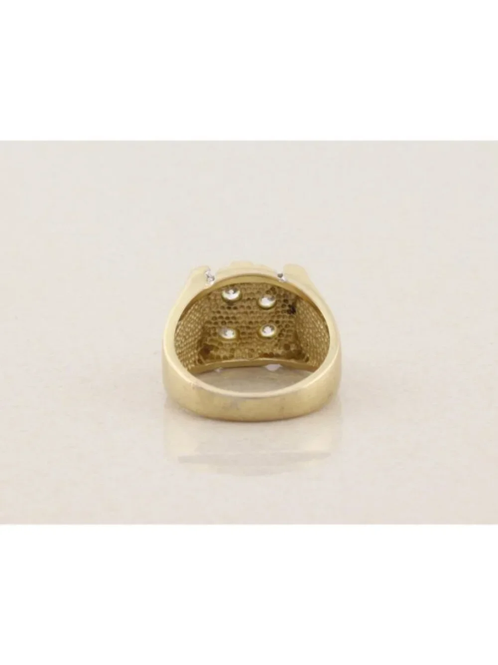 Men's 18k Gold Plate Over Sterling Silver Cubic Zirconia Nugget Ring Size 13 1/4